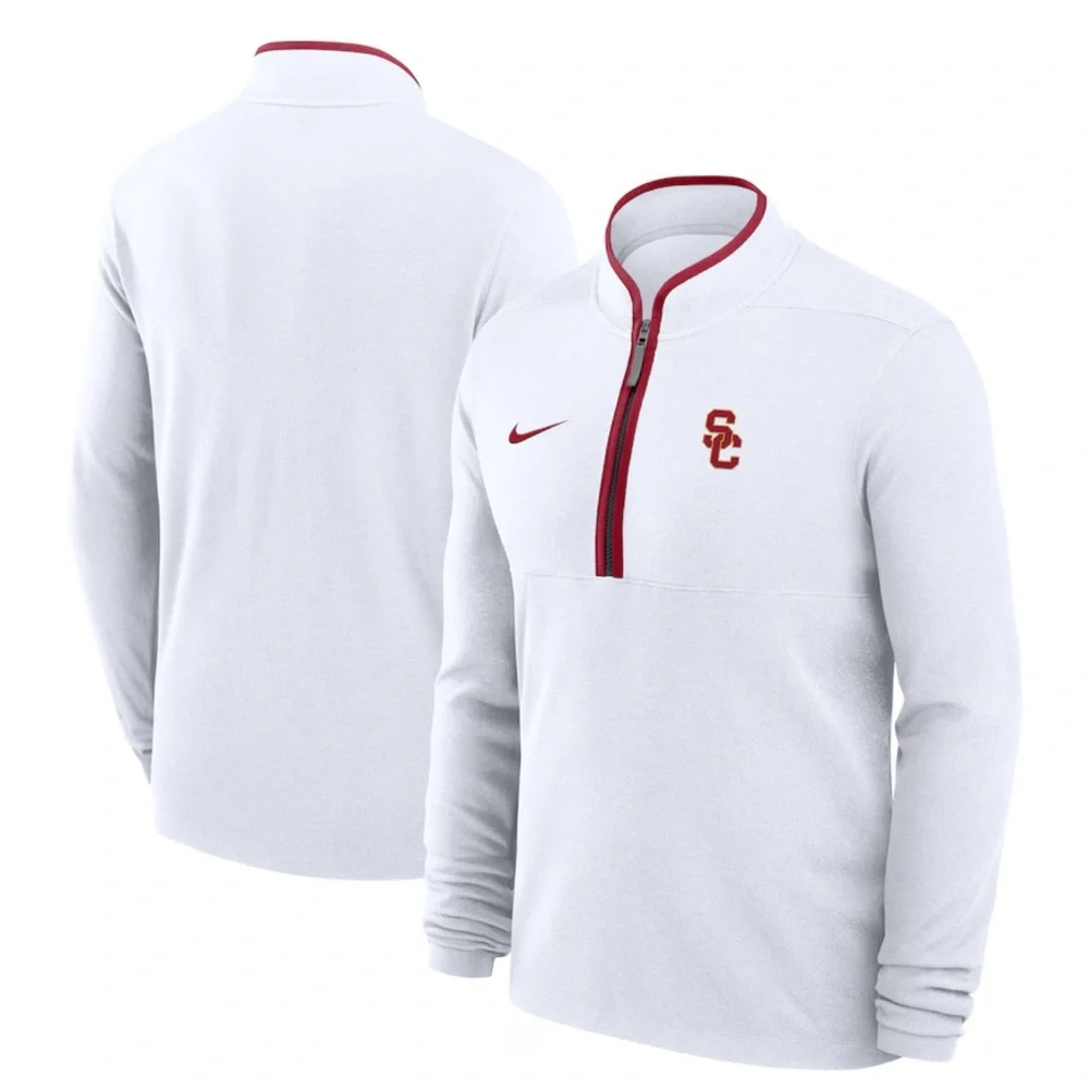 NIKE USC Trojans Nike Courtside Victory Dri-FIT Half-Zip Pullover - White size M